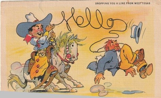 Vintage Used Postcard: 1942 Dropping You a Line from West Texas