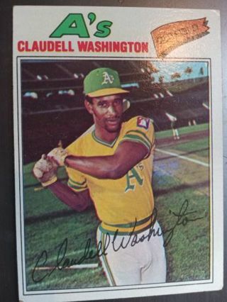 1977 TOPPS CLAUDELL WASHINGTON OAKLAND A'S ATHLETICS BASEBALL CARD# 405