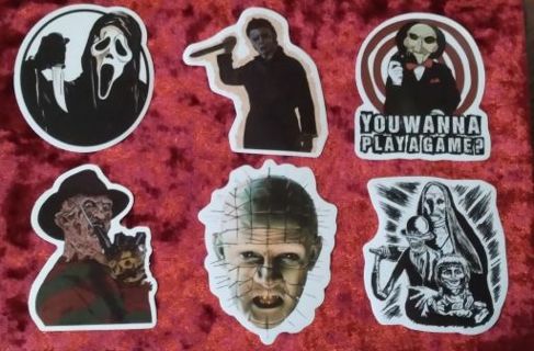 6 - "HALLOWEEN MONSTERS UNITED" STICKERS 1 Free "Chucky" sticker/ with Win