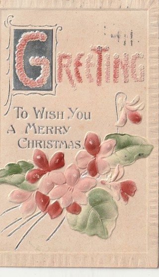 Vintage Used Postcard: (j): 1910 Greetings, Merry Christmas