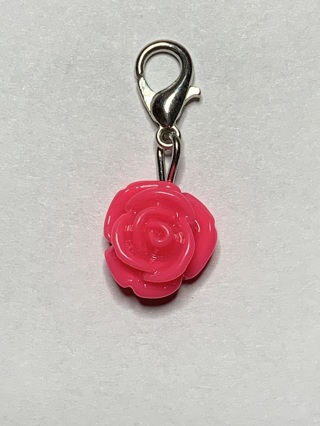 ❣ROSE DANGLE FLOWER CHARM~DARK PINK #2~WITH LOBSTER CLASP~FREE SHIPPING❣