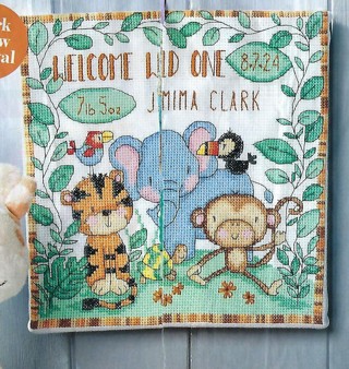 "BORN TO BE WILD" CROSS STITCH PATTERN~CUTE BABY SAMPLER~FREE SHIP