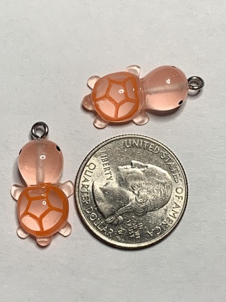 TURTLES~#6~ORANGE~SET OF 2~CHARMS & GLOW IN THE DARK~FREE SHIPPING!