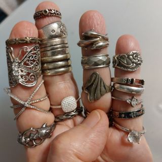 19 sterling silver rings lot