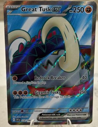 NM Great Tusk Ex Textured Full Art Pokemon card