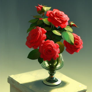 Listia Digital Collectible: Exquisite red Roses in glass vase