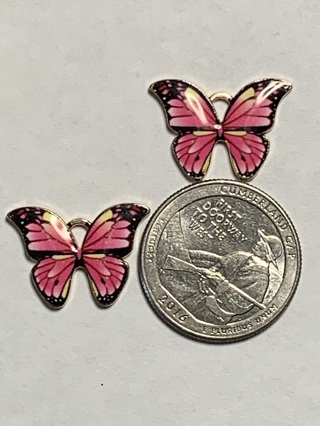 ♥♥BUTTERFLY CHARMS~#2~FRONT VIEW~SET OF 2~FREE SHIPPING♥♥
