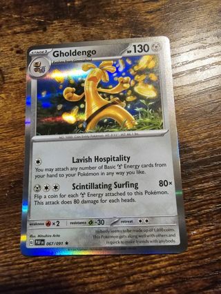 Pokemon Gholdengo holo rare card 067/091