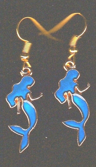 GP ENAMEL BLUE MERMAID EARRINGS #5 (PLEASE READ DESCRIPTION