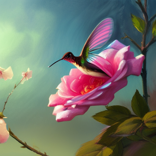 Listia Digital Collectible: Hummingbird Pink Rose Love