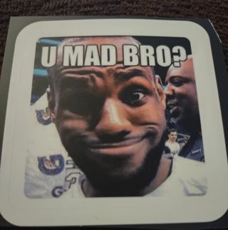 U mad bro meme laptop computer sticker for Xbox One PS4 luggage water bottle hard hat