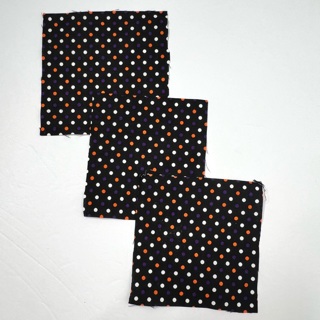 Black Orange White Fabric Squares Pieces Scraps 