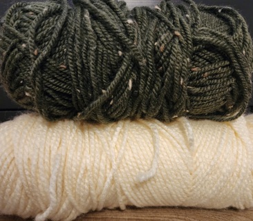 RESERVED - Lot of 2 - Green & Ivory Yarn - total weight is 6.4 ozs