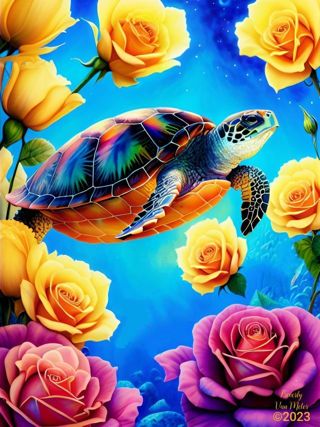 Listia Digital Collectible: Sea Turtle & Roses