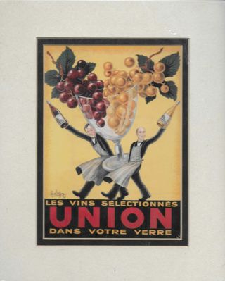 SEALED Union Wine Waiters Bar Liquor VINTAGE Reproduction MATTED PRINT by Robys FREE SHIP