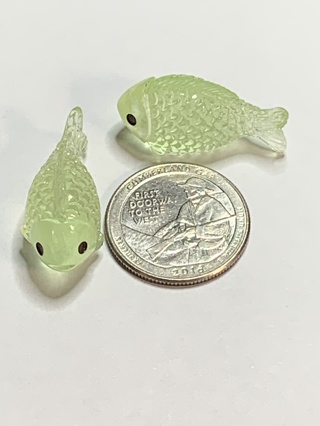 FISH~#6~GREEN~SET OF 2 FISH~GLOW IN THE DARK~FREE SHIPPING!