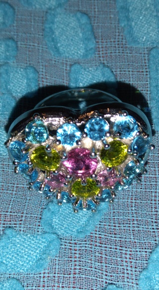 Tourmaline-Peridot-Topaz Captivating Heart Ring