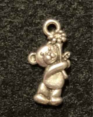 Teddy Bear Holding Flower Charm