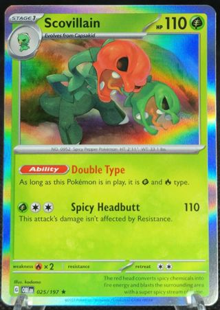 2023 Pokémon Scovillain #025/197 RARE Holo Obsidian Flames 