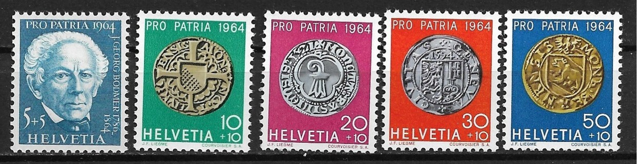1964 Switzerland Sc334-8 complete Pro Patria set of 5 MNH