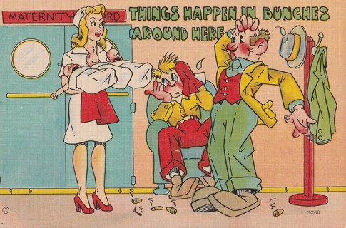 Vintage Unused Postcard: Comic: Things Happen in Bunches Around Here