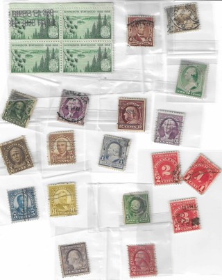 Lot of 22 Vintage U.S. Postage Stamps