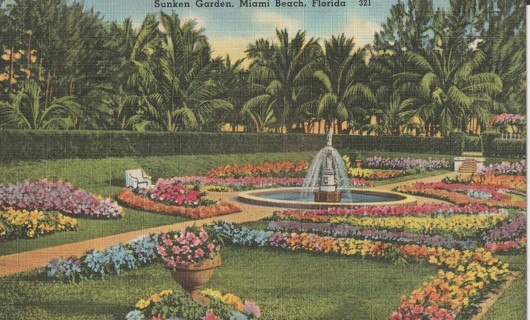 Vintage Used Postcard: d: 1949 Sunken Garden, Miami Beach, FL