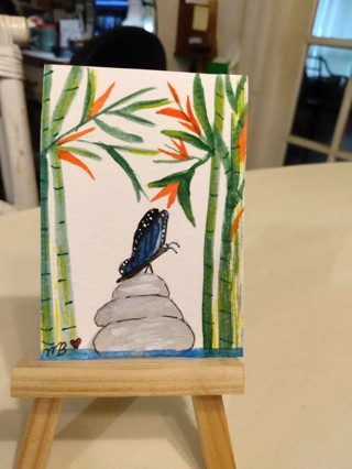 ACEO Original Watercolor Painting 2-1/2"X 3/1/2 Create Balance in your life   by Artist Marykay Bond