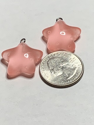 STARS~#3~LIGHT PINK~CHARMS~SET OF 2~GLOW IN THE DARK~FREE SHIPPING!