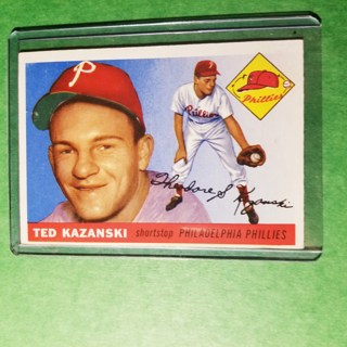 1955 TOPPS BASEBALL CARD - NO. 46 - TED KAZANSKI - PHILLIES - EXMT- NRMT. 