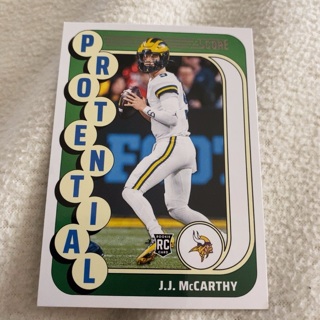 J.J. McCarthy 2024 Score Protential RC #10 Minnesota Vikings Rookie Card