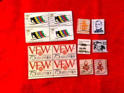 14 Different 10c,11c,12c (including 2 block of 4) U.S. Postage Stamps.