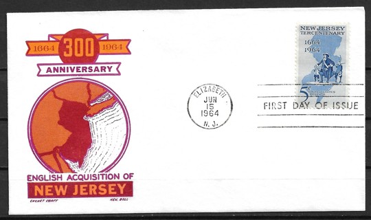 1964 Sc1247 New Jersey 300th Anniversary FDC