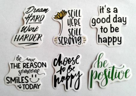 Six Motivational Quote Vinyl Stickers