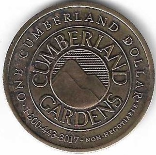 Cumberland Gardens One Dollar Brass Token George Washington