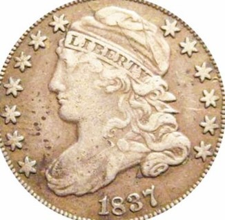 1837 10 C. Dime, Capped Bust, Bold Date & Features, Refundable, Insured, Genuine,Scarce