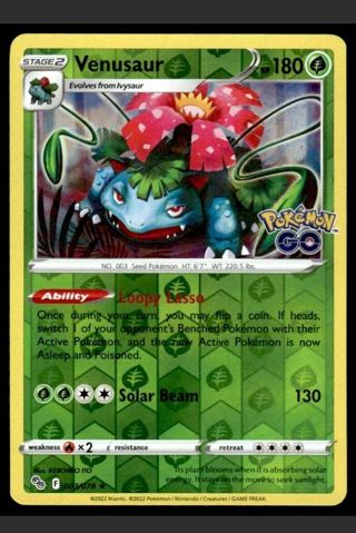 NM Rare Rev Holo Venusaur Pokemon Go Pokemon card TCG SWSH