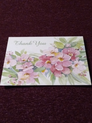 Pink Floral Notecard - Thank You 