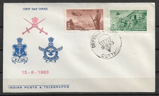 1963 India Sc374-5 complete Armed Forces set of 2 FDC