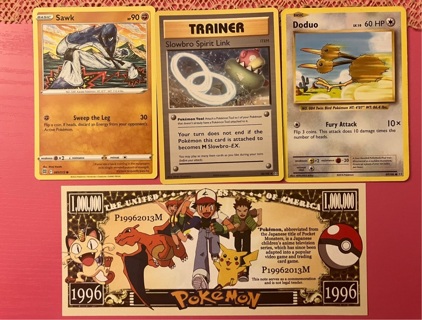 3 Pokémon cards and novelty Bill (7)