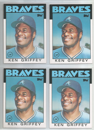 Lot of (4) 1986 Topps Traded Ken Griffey #41T Braves