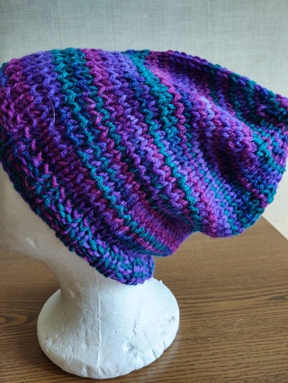 Hand Knit Multicolor Slouch Hat