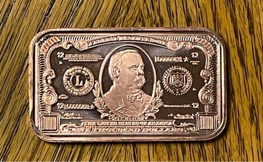 1 Oz Fine Copper Bar One Thousand Dollar Bill