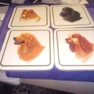 4-Dog Cork Back Coasters