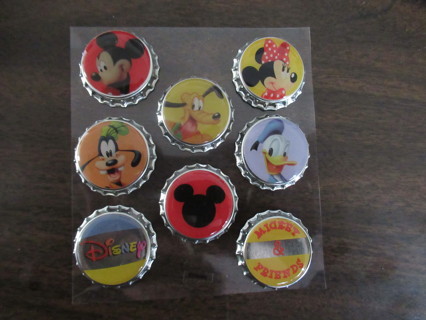 New~~DISNEY  Bottle cap stickers.   MICKEY MOUSE & Friends