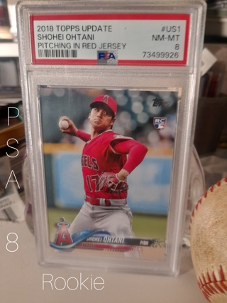 ROOKIE Shohei Ohtani Topps Update Red Jersey PSA 8 Angels