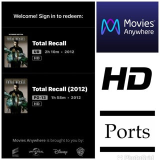 TOTAL RECALL 2012 REGULAR AND EXTENDED HD MOVIES ANYWHERE CODE ONLY 