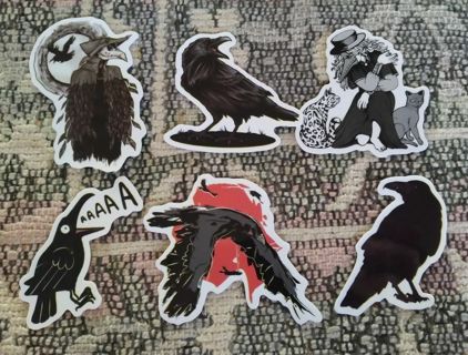 Plague Doctor & Crow Stickers (6 mixed variety).