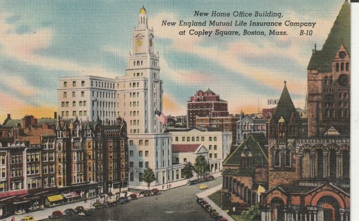 Vintage Used Postcard: 1948 Copley Square, Boston, MA