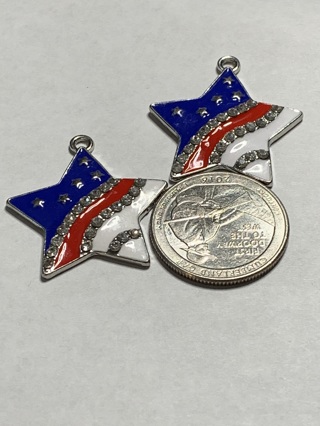 4TH OF JULY CHARMS~#1~STARS~SET OF 2~FREE SHIPPING!